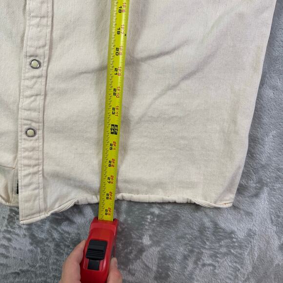 Howler Bros Dust Up Denim Pearl Snap Shirt Mens XL Ivory Yoakam Long Sleeve - Picture 8 of 8